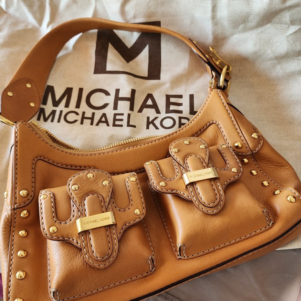 Michael Kors Tan Leather Studded Satchel